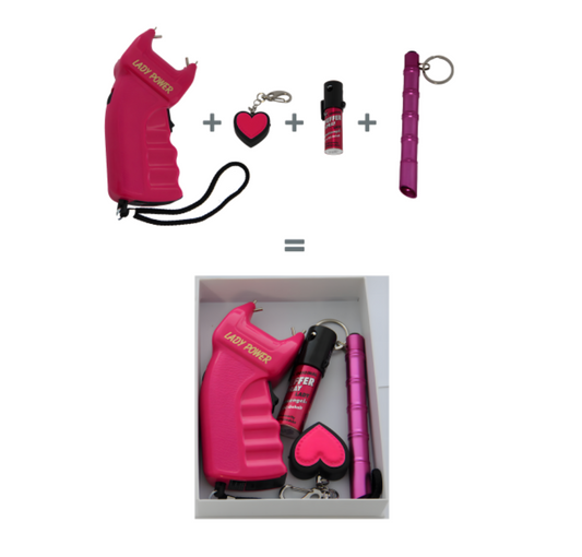 Lady Power Max Zelfverdediging Set - inclusief Pepperspray Kubotan en Alarm