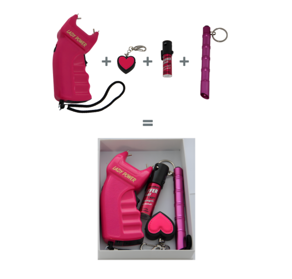 Lady Power Max Zelfverdediging Set - inclusief Pepperspray Kubotan en Alarm
