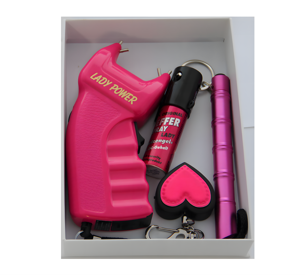 Lady Power Max Zelfverdediging Set - inclusief Pepperspray Kubotan en Alarm